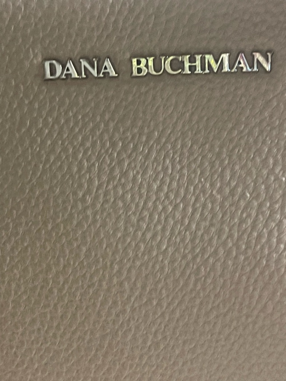 Dana Buchman Taupe Pebbled Leather Shoulder Tote with Flower Charm - Picture 2 of 7